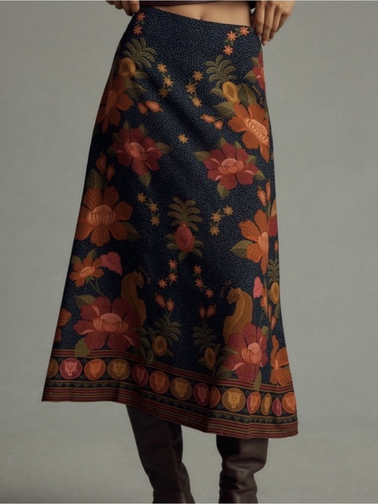 FARM Rio Dresses & Skirts - Farm Rio x Anthropologie Satin Slip Midi Skirt size medium